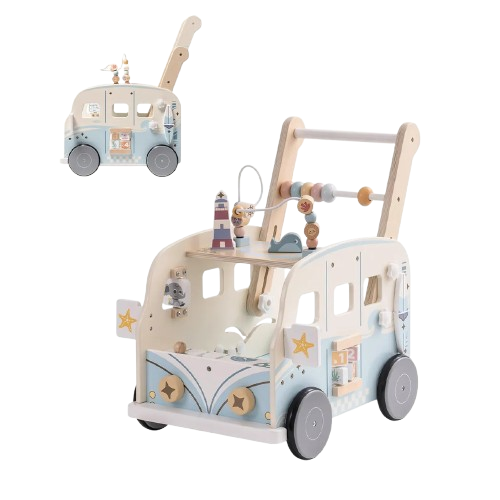 ROBUD bērnu koka staigulītis Vacation Bus – pirmajiem soļiem