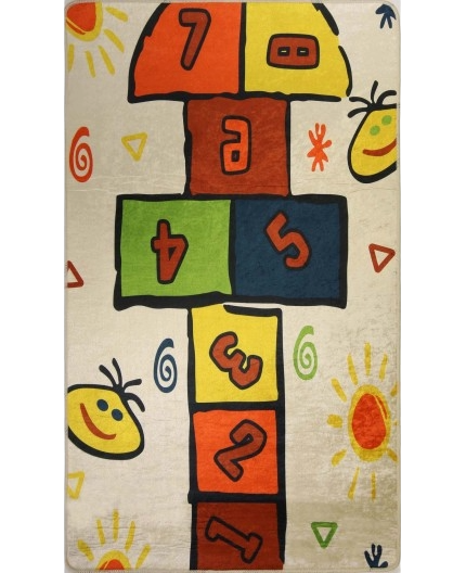 MANI TEXTILE Mehrfarbiger Hüpfspiel-Teppich (Hopscotch)