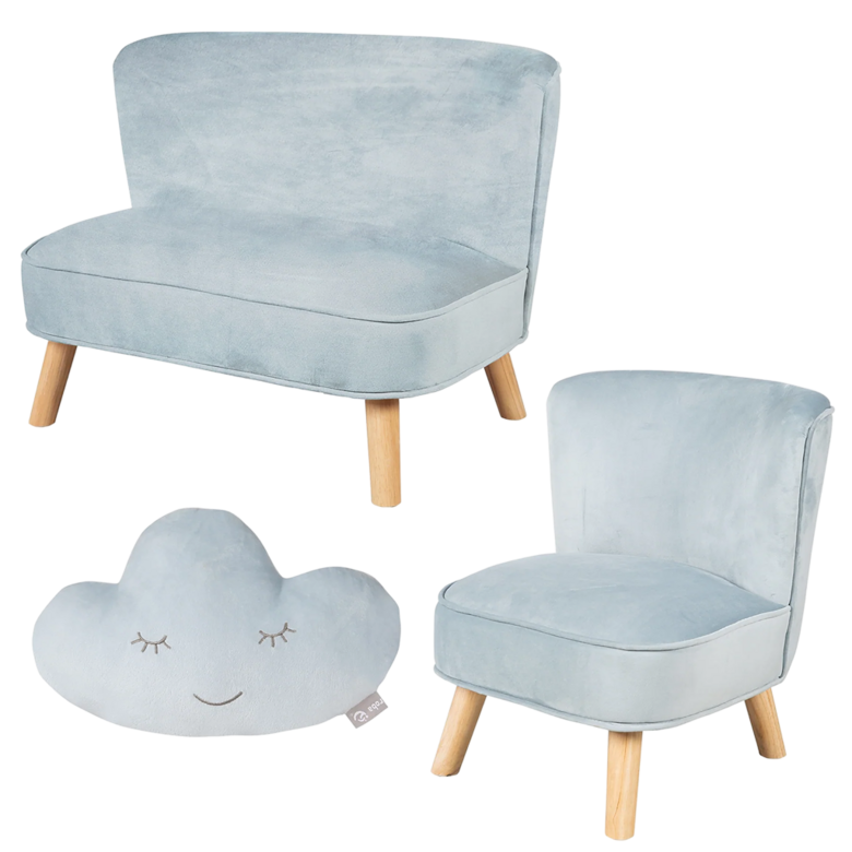 ROBA Lil Sofa, ensemble de meubles pour enfants avec coussin nuage – douceur veloutée et chaleur du design rétro-en trois couleurs