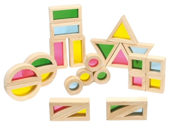 ANDREU TOYS Set aus transparenten Bausteinen „Small Rainbow Blocks“, 24 Teile
