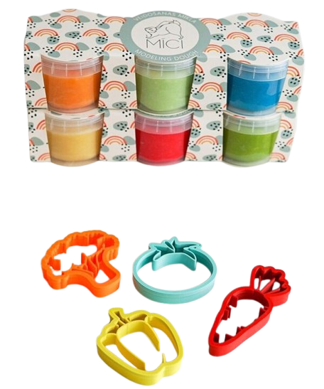 MICI Gemüsereihe Ausstechformen und sechs Farben Knetmasse