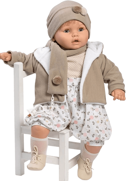 MUÑECAS BERBESA Sweet Crying Baby doll with jacket and scarf, 62 cm