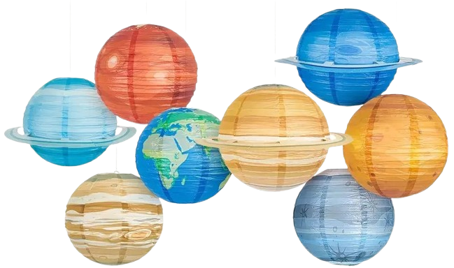 SUN FUN KIDS saules sistēmas lukturīšu komplekts bērna iztēles attīstībai (8 gab.)