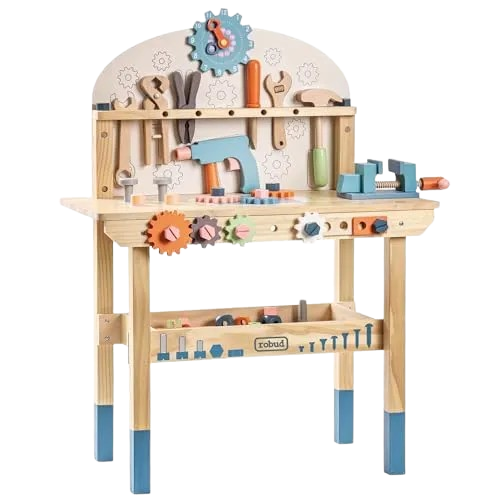 ROBUD bērnu darbagalds ar koka instrumentiem – radošumam un attīstībai drošā vidē