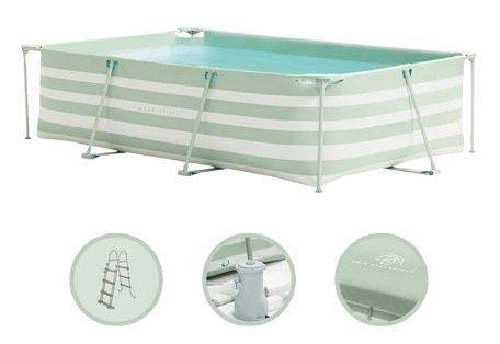 THE ESSENTIALS peldbaseins Essence ar aksesuāriem, 260x160x65 cm, zaļi balts