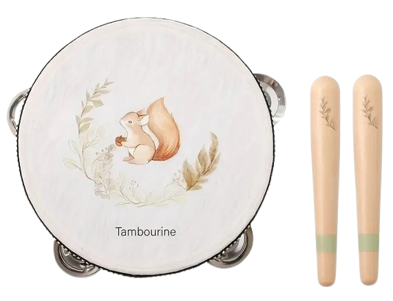OLI & MONTESSORI Tambourin – Jouet musical en bois naturel pour la créativité