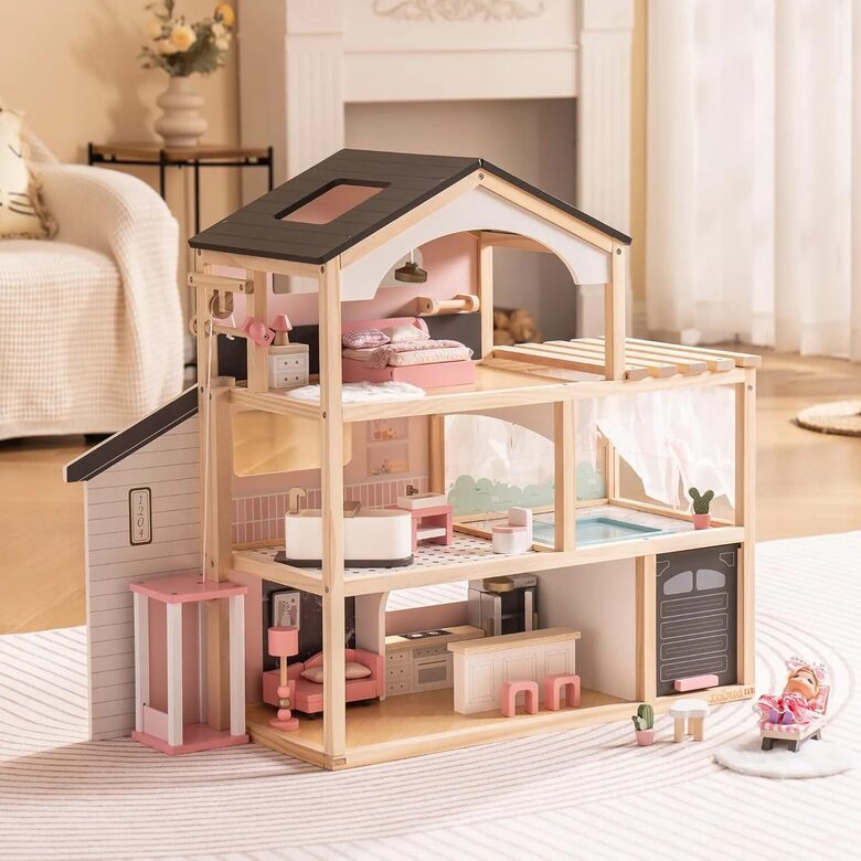 ROBUD Wooden Dollhouse Florida Black