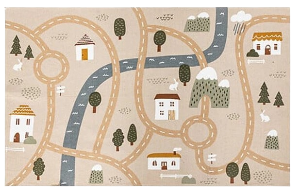 ATMOSPHERA Rechteckiger Baumwollteppich Road 100x150, Mehrfarbig