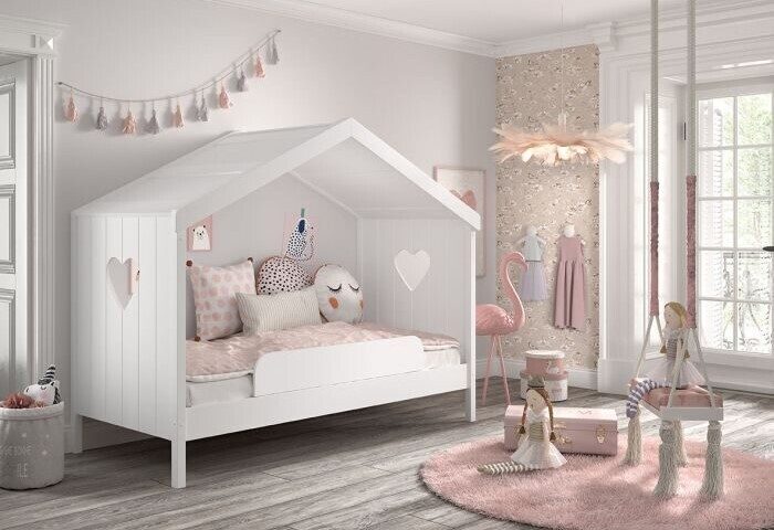 VIPACK Amori house bed with safety rail 90 × 200 cm white