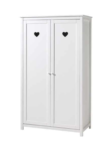 VIPACK Amori divdurvju drēbju skapis ar sirds motīvu, balts
