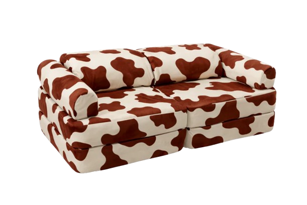 BEES & BLOOMS Modulares Kinderspielsofa mit Kuhmuster 120 cm