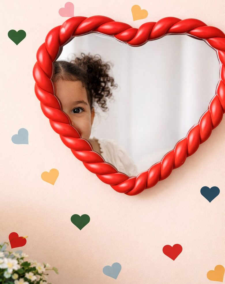 ATMOSPHERA – Herzspiegel „Twist“, rot, 40 cm