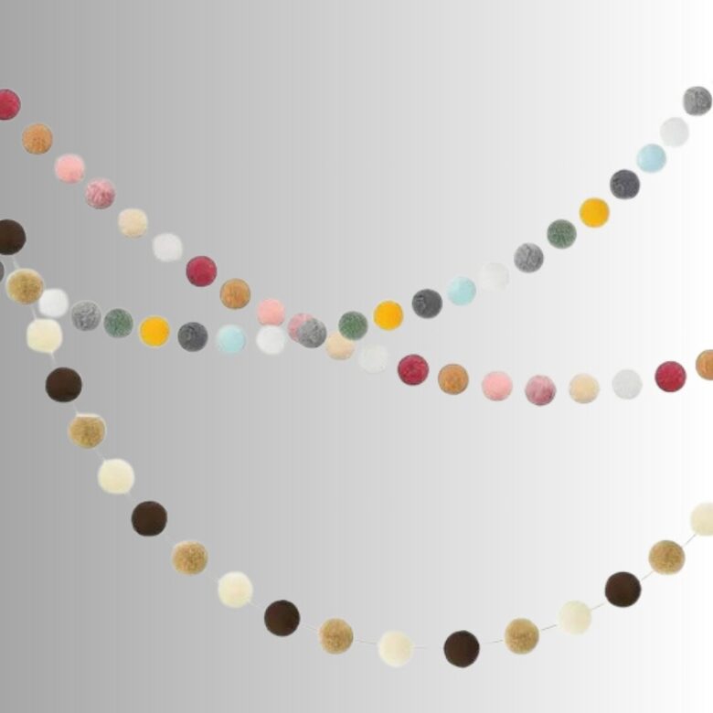 MADE BY EDDA filca pompom virtene bērnu istabas un svētku dekorēšanai