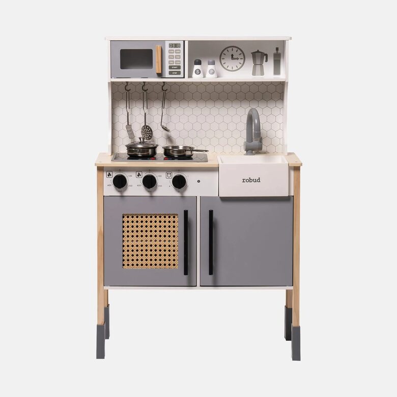 ROBUD Kinderküchenset aus Holz in zwei Farben
