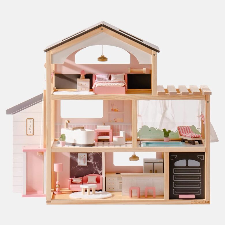 Ensemble de Jeu Maison de Poupée Grand Musical : Jouet de Jeu de Simulation Maison de Poupée Jouet de Construction pour Enfant