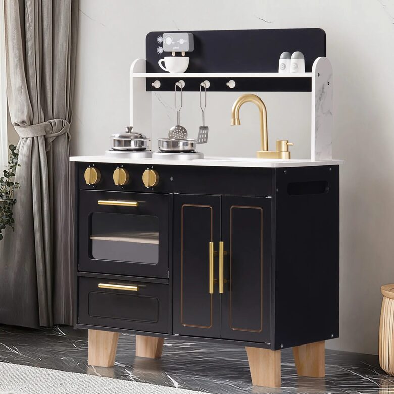 ROBUD Koka rotaļu virtuve ar marmora dizainu 