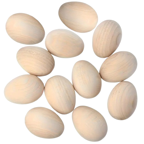 SENSE PLAY natural wooden eggs for sensory & creative play (12 pcs)