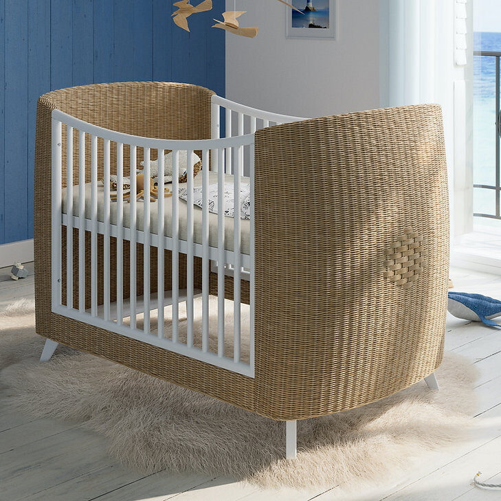 THÉO BÉBÉ Baby Cot with 2 Adjustable Mattress Heights and Removable Side Rail 70 x 140 cm
