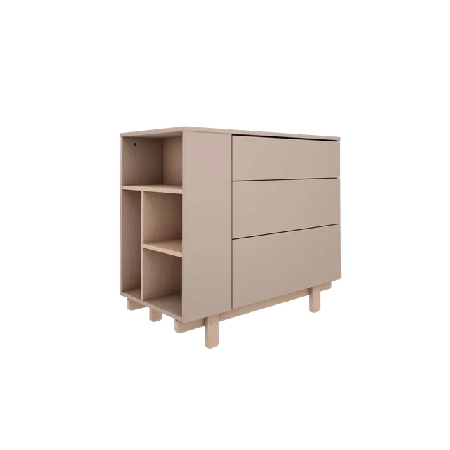 WOOD LUCK DESIGN Basic children's chest of drawers with beech wood legs in three colours