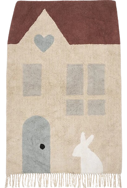 ATMOSPHERA Tapis pour Chambre d'Enfant – Forme de Maison, Coton, 100x150 cm