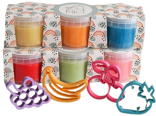 MICI coffret sensoriel fruits – activité créative avec emporte-pièce et pâte à modeler naturelle