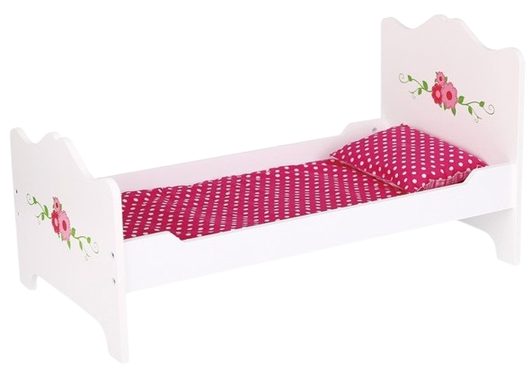  ANDREA TOYS Bērnu gultiņa lellēm “Flower Bed” ar ziedu dekoru, 57 X 31 cm