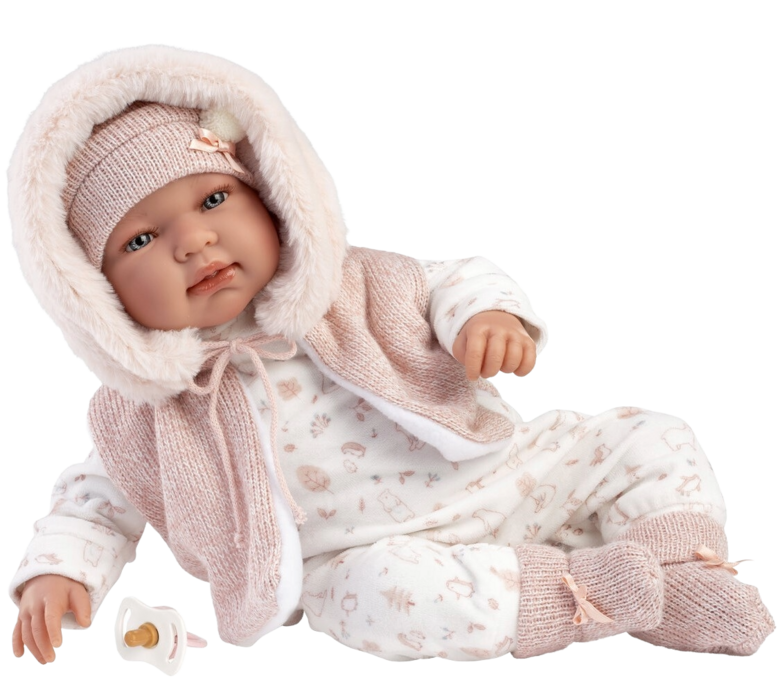 LLORENS Tina 44 cm – talking & crying soft-body doll (made in Spain)
