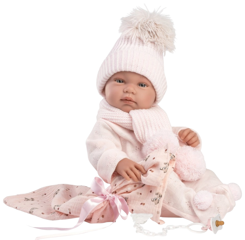 LLORENS Tina 43 cm – soft-body baby doll with pink blanket