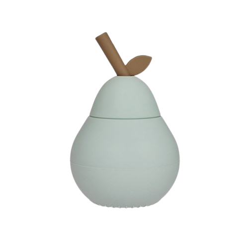 OYOY Pear cup – Gobelet en silicone avec couvercle et paille intégrée pour enfants