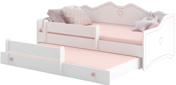 VIKING CHOICE lit pour enfant avec lit gigogne et 2 matelas, blanc-rose (80x160 cm)
