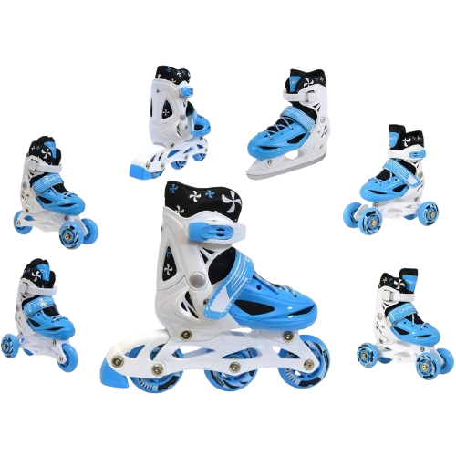 ENERO 4-in-1 children's skates – blue/white design, size 30-33
