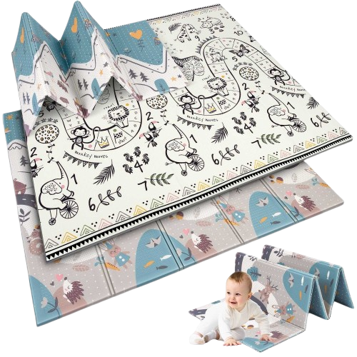 VIKING CHOICE bērnu rotaļu paklājiņš – saliekams, divpusējs, 200 × 180 cm