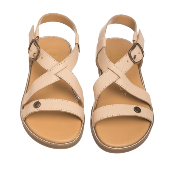 CHETTO Basic beige Sandalen mit Riemchen aus hochwertigem Leder