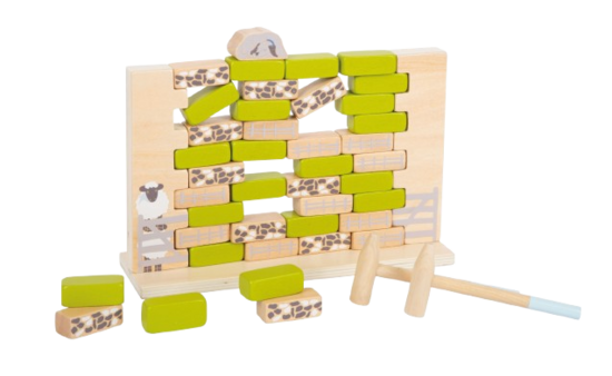 SMALL FOOT Jeu d’adresse en bois « 4 Friends » – Mur instable