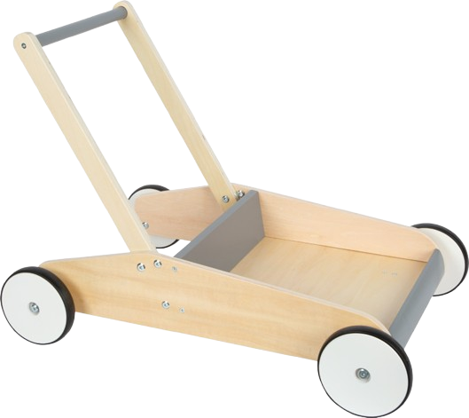 SMALL FOOT Wooden Baby Walker with Adjustable Handle and Brake System