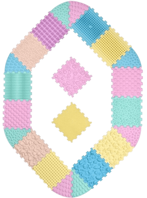 ORTEK Mega Mix Puzzle Tapis de massage orthopédique (14 modules + 8 secteurs, pastel)