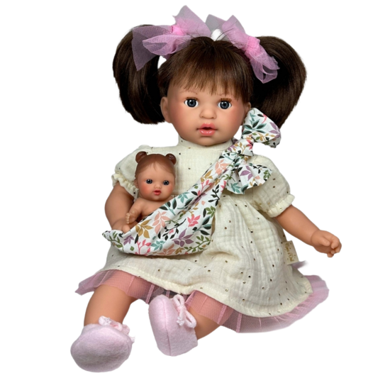 NINES D'ONIL Lelle Alekss ar bērnu un krēma krāsas kleitu