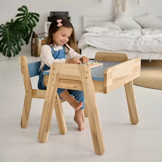 ODEAS Kids' Desk and Chair Set – Solid Ash Wood