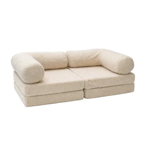 BEES & BLOOMS HoneyHug Modulares Kindersofa aus Teddy-Stoff in Creme