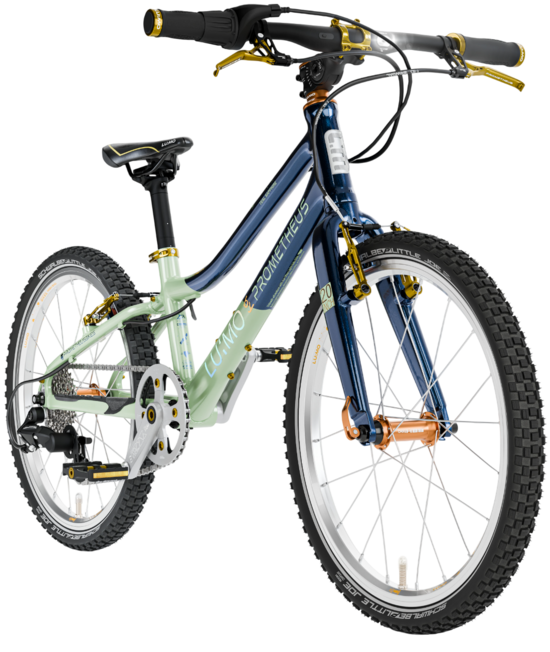 PROMETHEUS LU:MO 20 Zoll Kinderfahrrad – Teal Sapphire mit integriertem LED-Licht (7 Gänge, 7,9 kg)