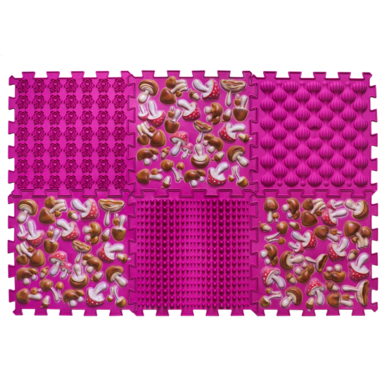 ORTEK Massage orthopädische Pads „Puzzle Mix“ 6 Module Pinker Pilz