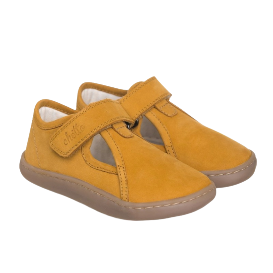 CHETTO Kinder Barfußsandalen aus Leder Camel