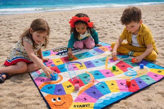 LA DEAR Picnic Mat with “SNAKE and LADDERS” Game (150 × 180 cm)