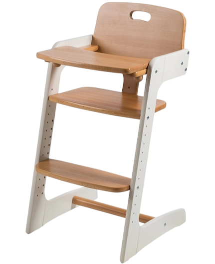 ROBA Hochstuhl für Babys „Kid Up“, natürlicher Massivholz-Stuhl mit verstellbarer Höhe