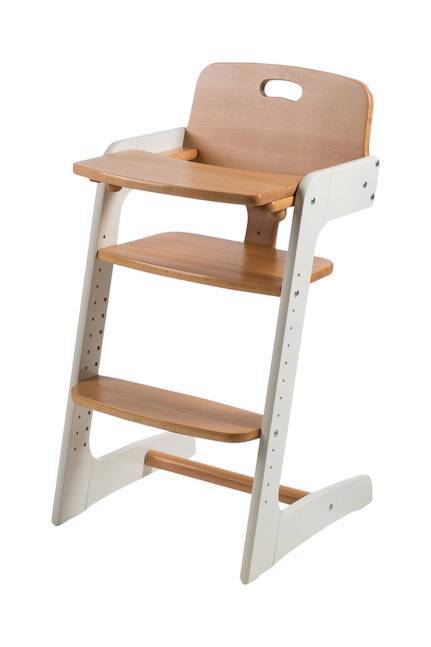 ROBA Hochstuhl für Babys „Kid Up“, natürlicher Massivholz-Stuhl mit verstellbarer Höhe