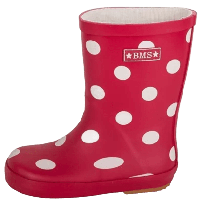BMS Gummistiefel für Kinder – Rot mit weißen Punkten