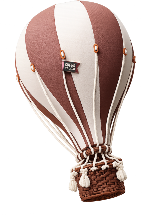 SUPER BALLOON Dekorativer Heißluftballon in Schokoladen- und Vanilletönen