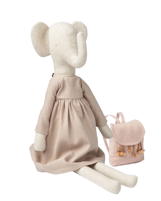 MR PICKLES Elsie – éléphante en peluche avec sac à dos, 50 cm