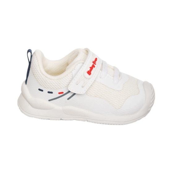 CHETTO Barfuß-Sneaker – weiße Sportschuhe mit blauen und roten Details