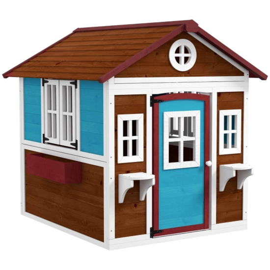 MH HANDEL Wooden garden playhouse with flower boxes and pots
